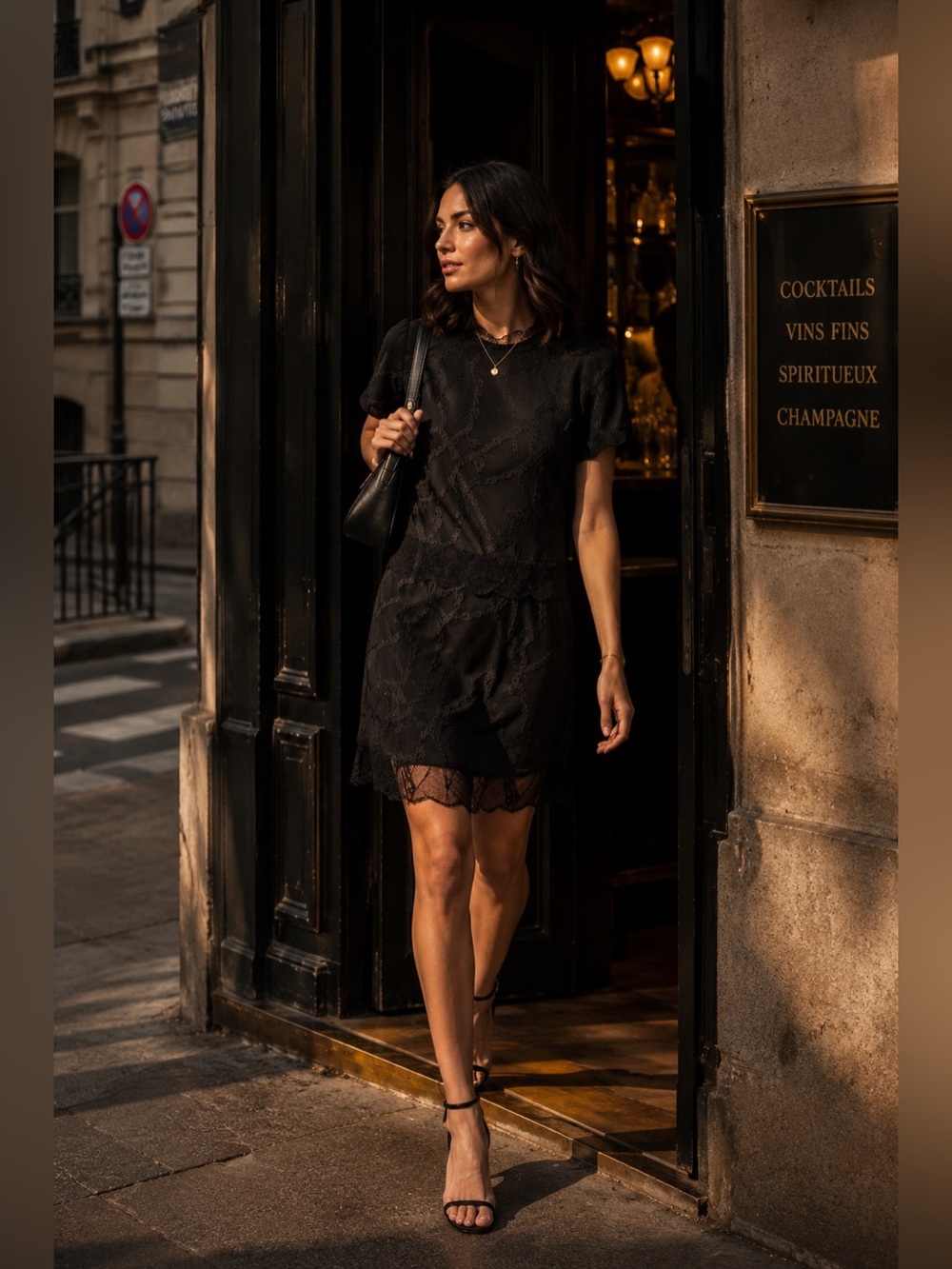 Zadig & Voltaire Black Silk Jacquard Lace Shift Mini Dress NWT Medium